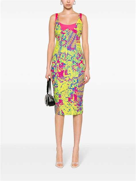 Versace Jeans Couture Animalier Bodycon Midi Dress 